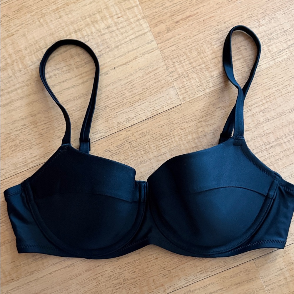 aerie Black Bikini Top with Underwire and Light Padding 34C